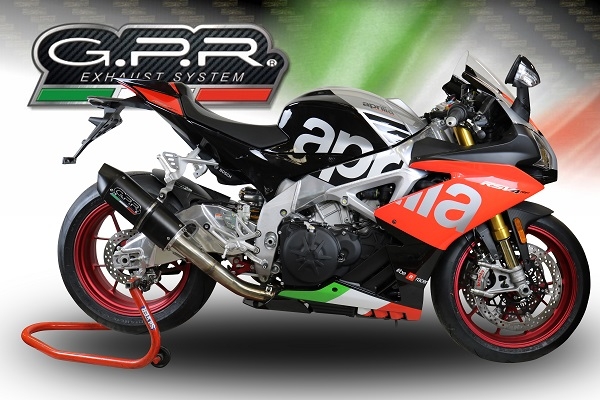 GPR exhaust compatible with  Aprilia Tuono 1100 V4 Rr 2017-2020, Furore Evo4 Nero, Slip-on exhaust including link pipe and removable db killer 