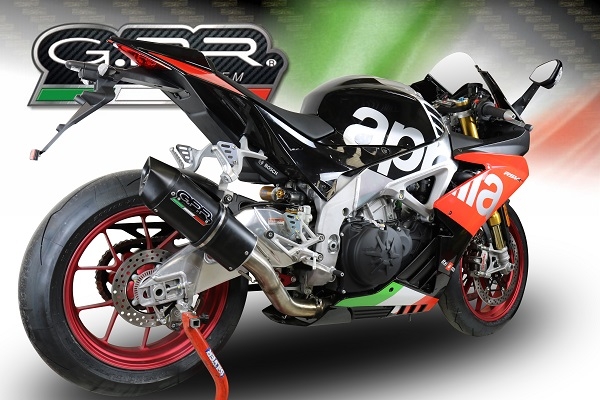 GPR exhaust compatible with  Aprilia Tuono 1100 V4 Rr 2017-2020, Furore Evo4 Nero, Slip-on exhaust including link pipe and removable db killer 