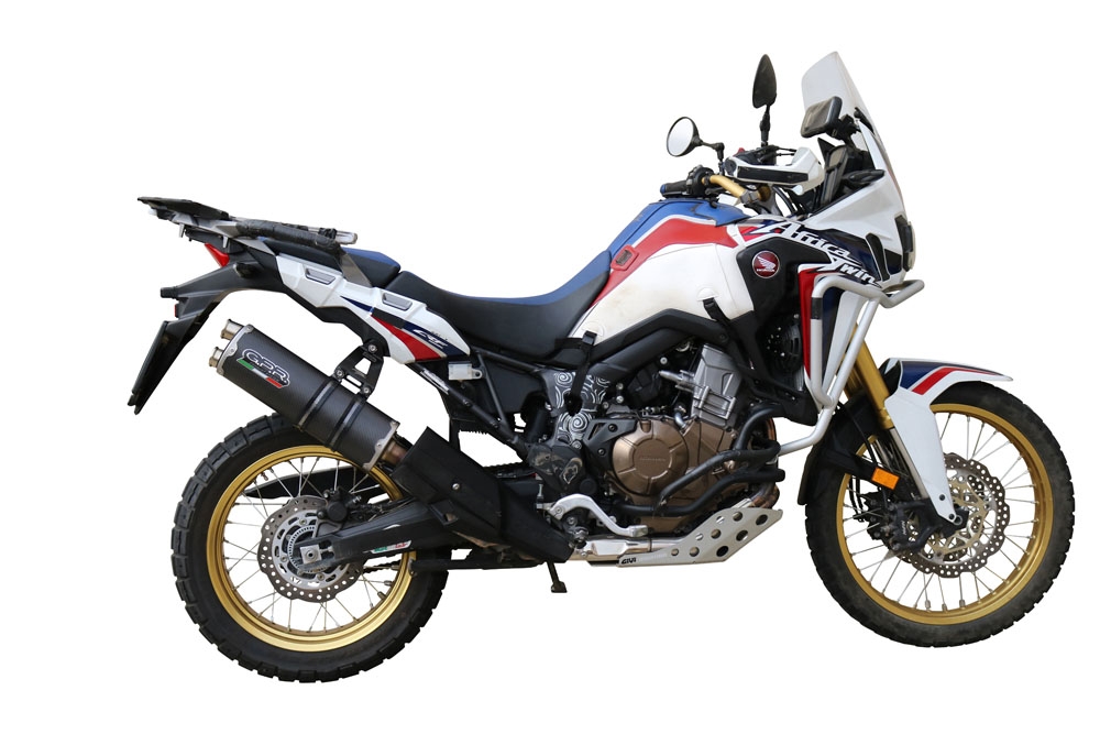 GPR exhaust compatible with  Honda CRF1000L Africa Twin 2018-2020, Dual Poppy, Slip-on exhaust including removable db killer and link pipe 