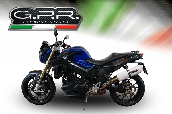 GPR exhaust compatible with  Bmw F800R 2009-2014, Albus Ceramic, Slip-on exhaust including removable db killer and link pipe 