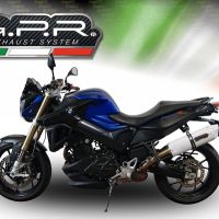 GPR exhaust compatible with  Bmw F800R 2009-2014, Albus Ceramic, Slip-on exhaust including removable db killer and link pipe 