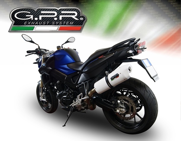 GPR exhaust compatible with  Bmw F800R 2009-2014, Albus Ceramic, Slip-on exhaust including removable db killer and link pipe 