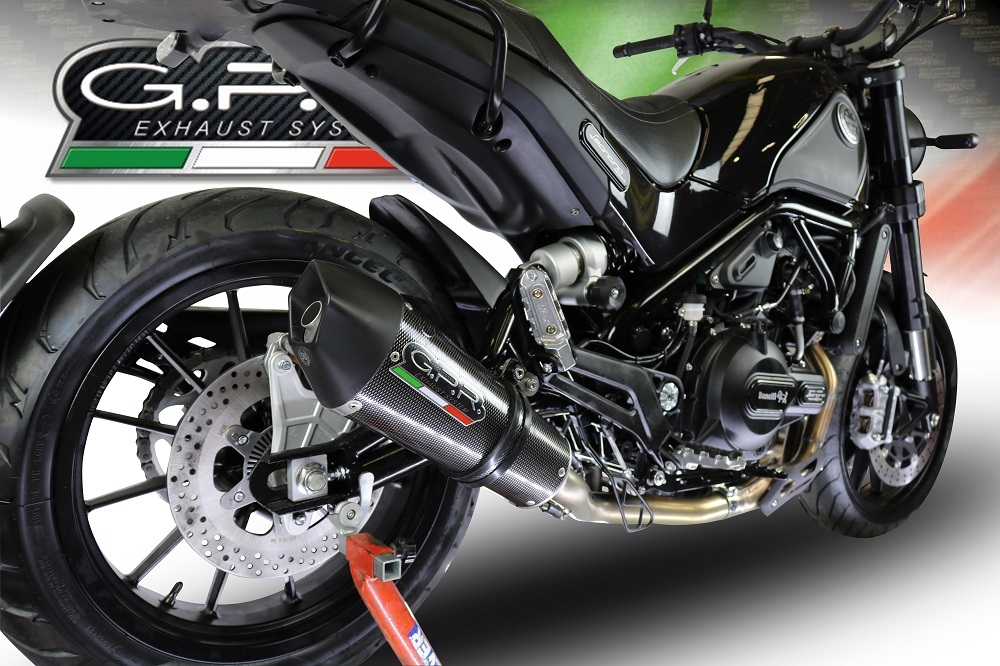 GPR exhaust compatible with  Benelli Leoncino 500 Trail 2017-2024, Gpe Ann. Poppy, Slip-on exhaust including removable db killer and link pipe 