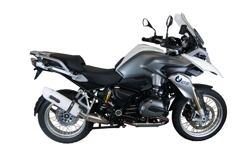 GPR exhaust compatible with  Bmw R1200GS - Adventure 2013-2016, Albus Ceramic, Slip-on exhaust including removable db killer and link pipe 