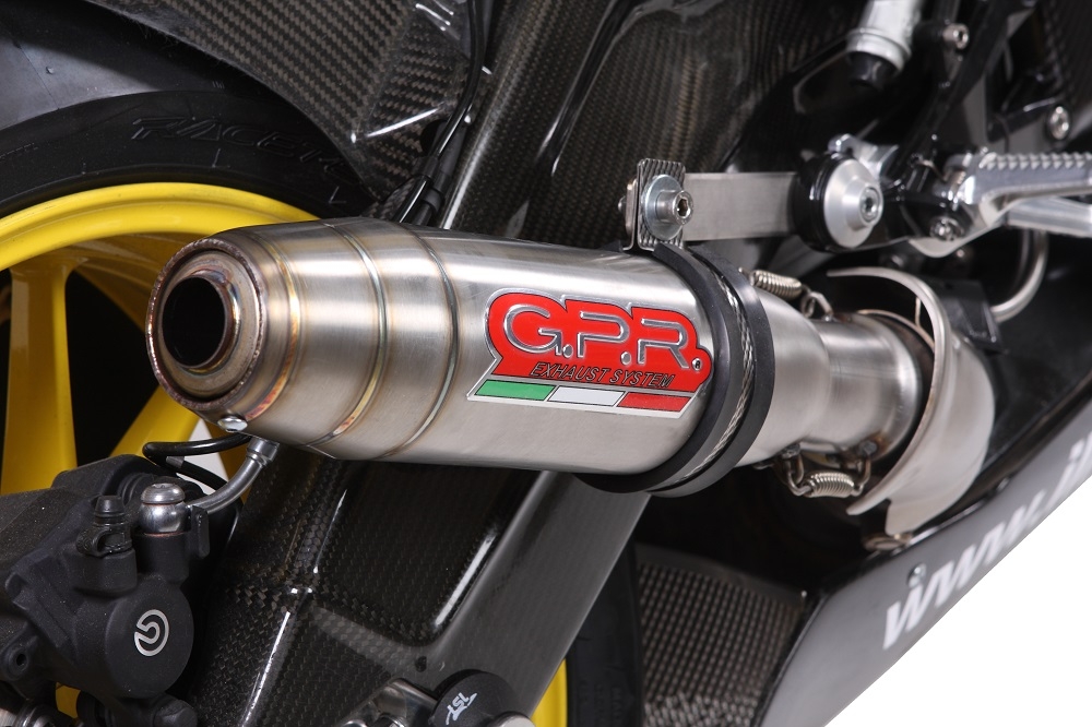 GPR exhaust compatible with  Bmw S1000RR 2009-2011, Deeptone Inox, Slip-on exhaust including removable db killer and link pipe 