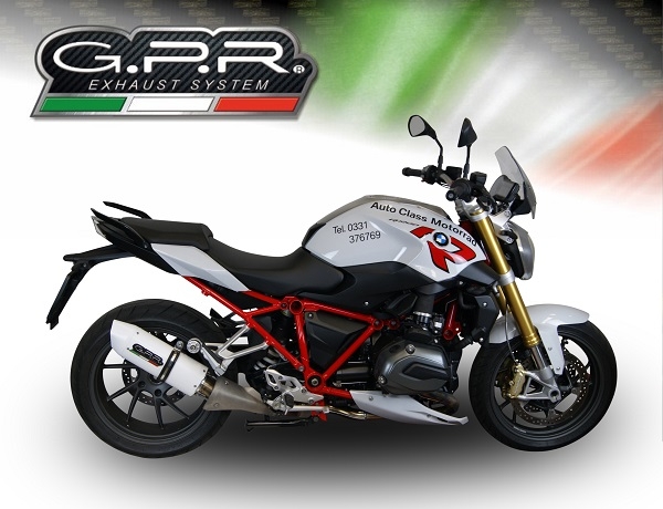 GPR exhaust compatible with  Bmw R1200R 2015 LC 2015-2016, Albus Ceramic, Slip-on exhaust including removable db killer and link pipe 