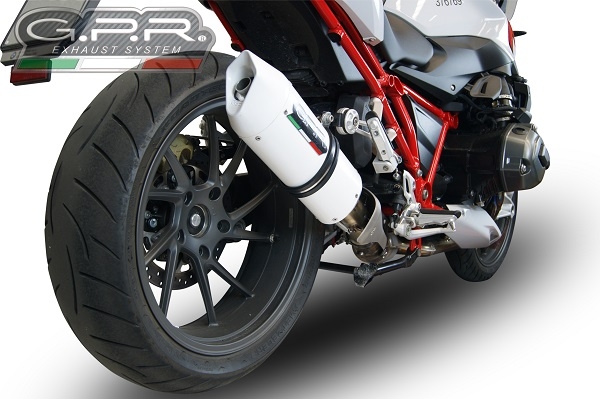 GPR exhaust compatible with  Bmw R1200R 2015 LC 2015-2016, Albus Ceramic, Slip-on exhaust including removable db killer and link pipe 