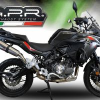 GPR exhaust compatible with  Benelli Trk 502 X 2017-2020, GP Evo4 Titanium, Slip-on exhaust including removable db killer and link pipe 