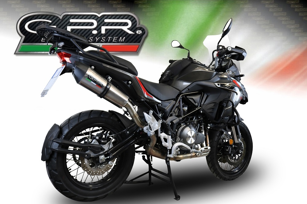 GPR exhaust compatible with  Benelli Trk 502 X 2017-2020, GP Evo4 Titanium, Slip-on exhaust including removable db killer and link pipe 