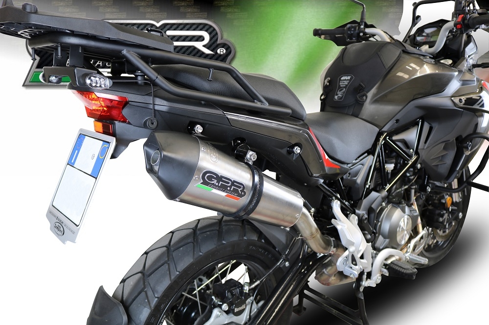 GPR exhaust compatible with  Benelli Trk 502 X 2017-2020, GP Evo4 Titanium, Slip-on exhaust including removable db killer and link pipe 