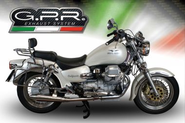 GPR escape compatible con  Moto Guzzi California 1100 Special-Stone-Sport-Ev-Alu 1997-2005, Vintacone, Par de terminales de escape homologados, con db killer extraíbles y tubos de conexión específicos 