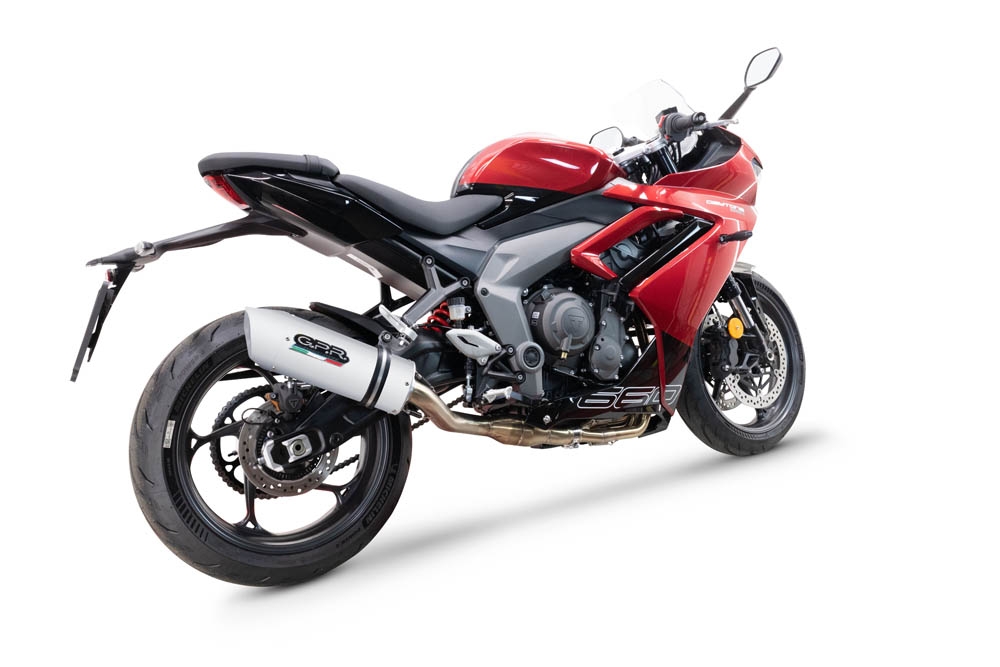 GPR exhaust compatible with  Triumph Daytona 660 2023-2025, Albus Ceramic, Full system exhaust, including removable db killer  