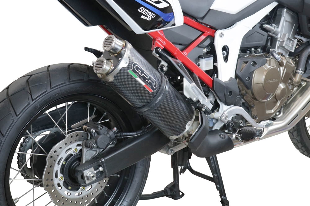 GPR exhaust compatible with  Honda CRF1100L Africa Twin 2020-2024, Dual Poppy, Slip-on exhaust including removable db killer and link pipe 