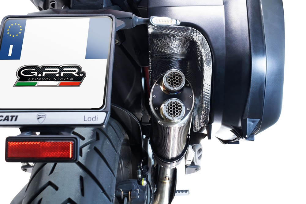 GPR exhaust compatible with  Ducati Multistrada V4 S 2022-2024, Dual Poppy, Slip-on exhaust including removable db killer and link pipe 