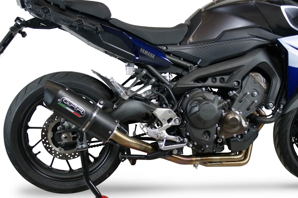 GPR exhaust compatible with  Yamaha Tracer 9 2021-2024, Furore Evo4 Nero, Full system exhaust including removable db killer and catalyst 