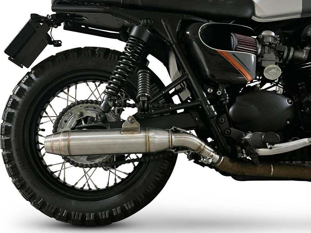 GPR exhaust compatible with  Triumph BONNEVILLE T100 2001-2014, Deeptone Inox, Dual slip-on including removable db killers and link pipes 