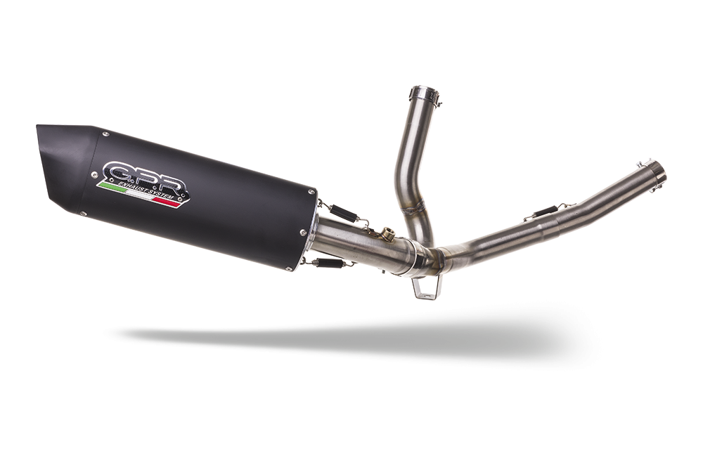 GPR exhaust compatible with  Suzuki V-Strom 650 2017-2020, Furore Evo4 Nero, Mid-Full system exhaust including removable db killer 