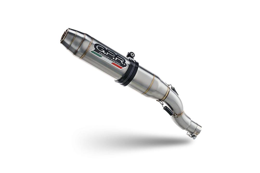 GPR exhaust compatible with  Benelli Leoncino 500 Trail 2017-2024, Deeptone Inox, Slip-on exhaust including removable db killer and link pipe 