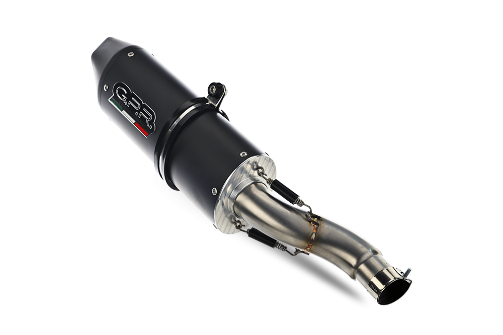 GPR exhaust compatible with  Aprilia Tuareg 660 2021-2024, Furore Evo4 Nero, Slip-on exhaust including removable db killer and link pipe 