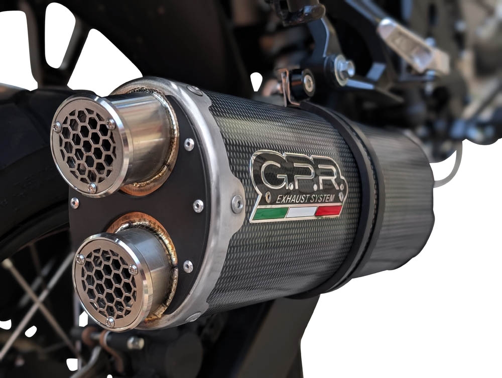 GPR exhaust compatible with  Honda TRANSALP 750 2024-2025, Dual Poppy, Slip-on exhaust including removable db killer and link pipe 